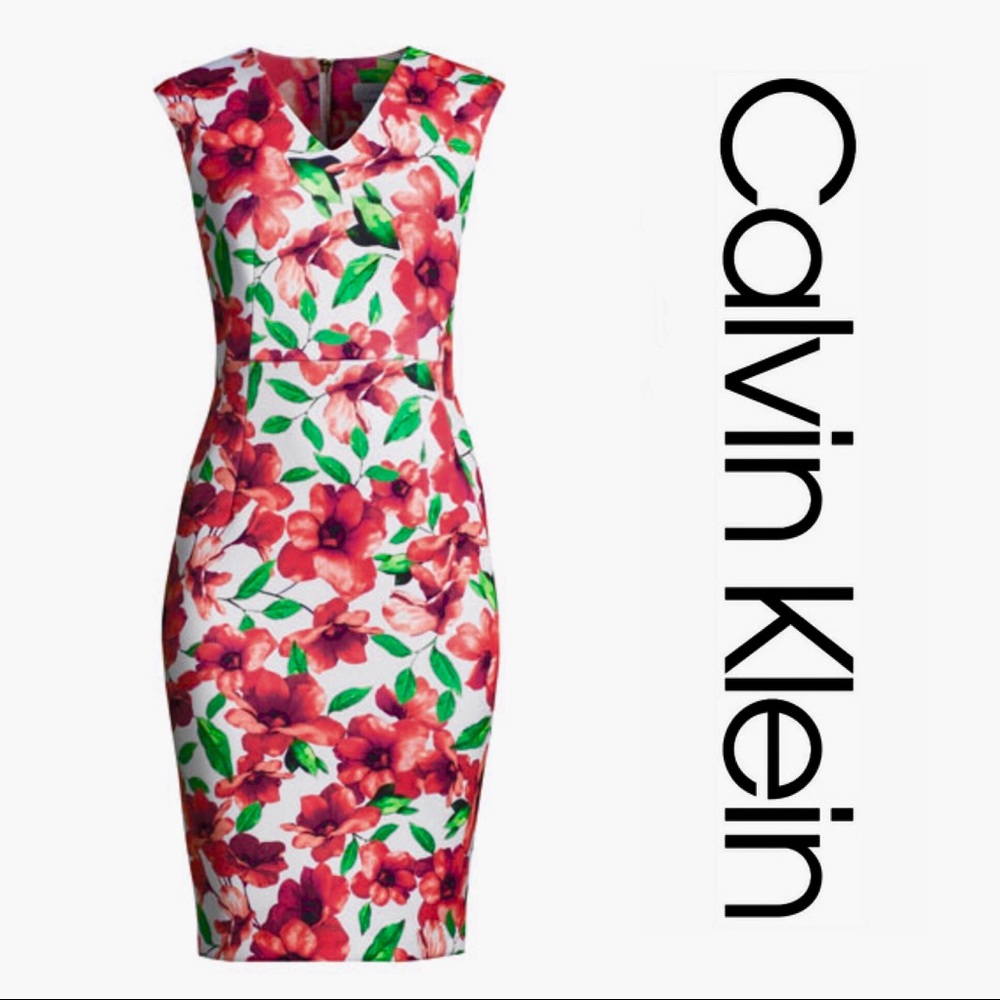 NWT CALVIN KLEIN SCUBA PRINCESS SEAMS DRESS SHEATH
